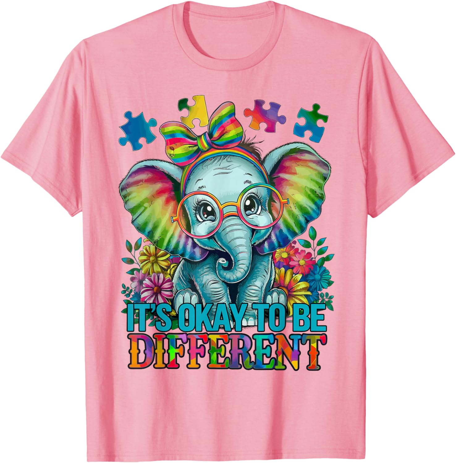Cute Elephant Autism Awareness T-Shirt Embrace Differences in Style - 5