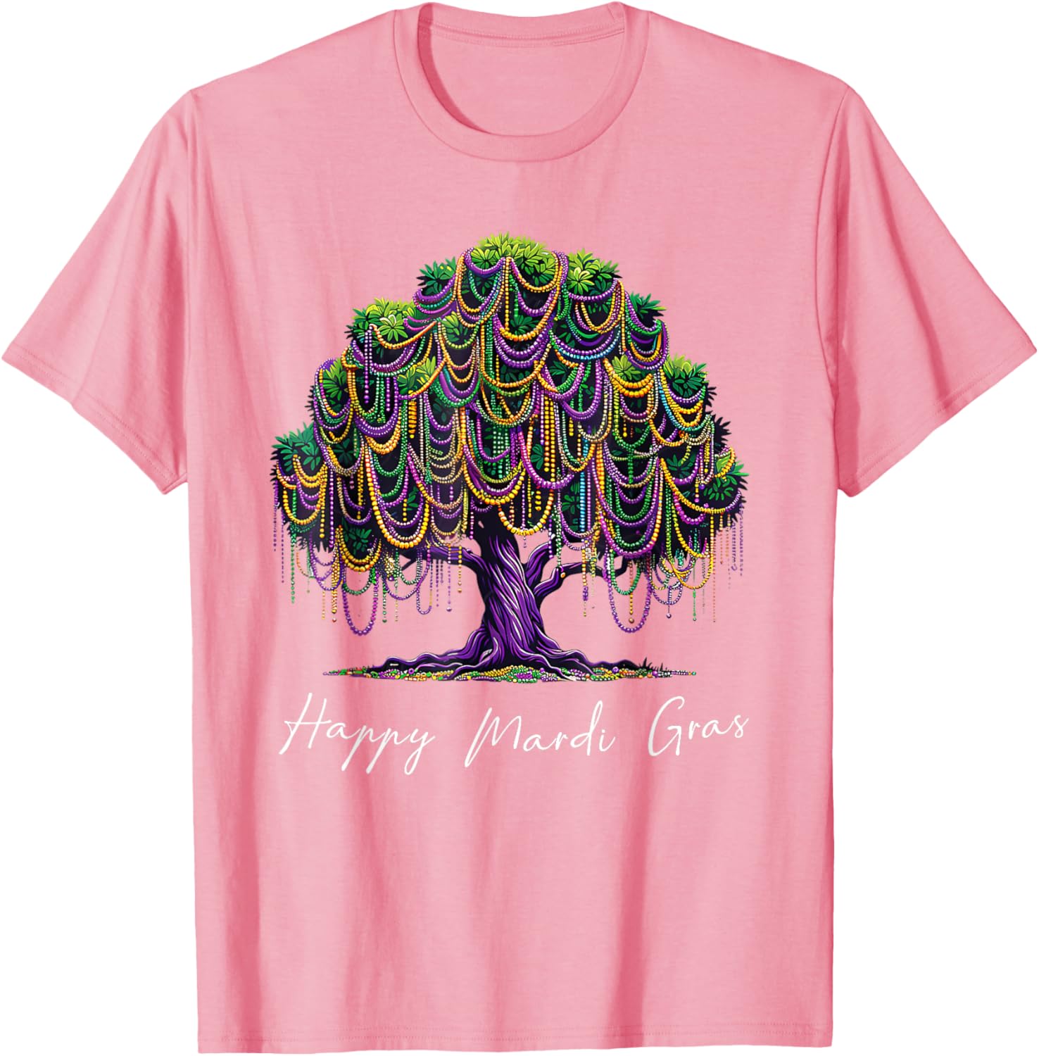 Mardi Gras Tree Beads T-Shirt for Men, Women, and Kids – Fat Tuesday Fun - 11