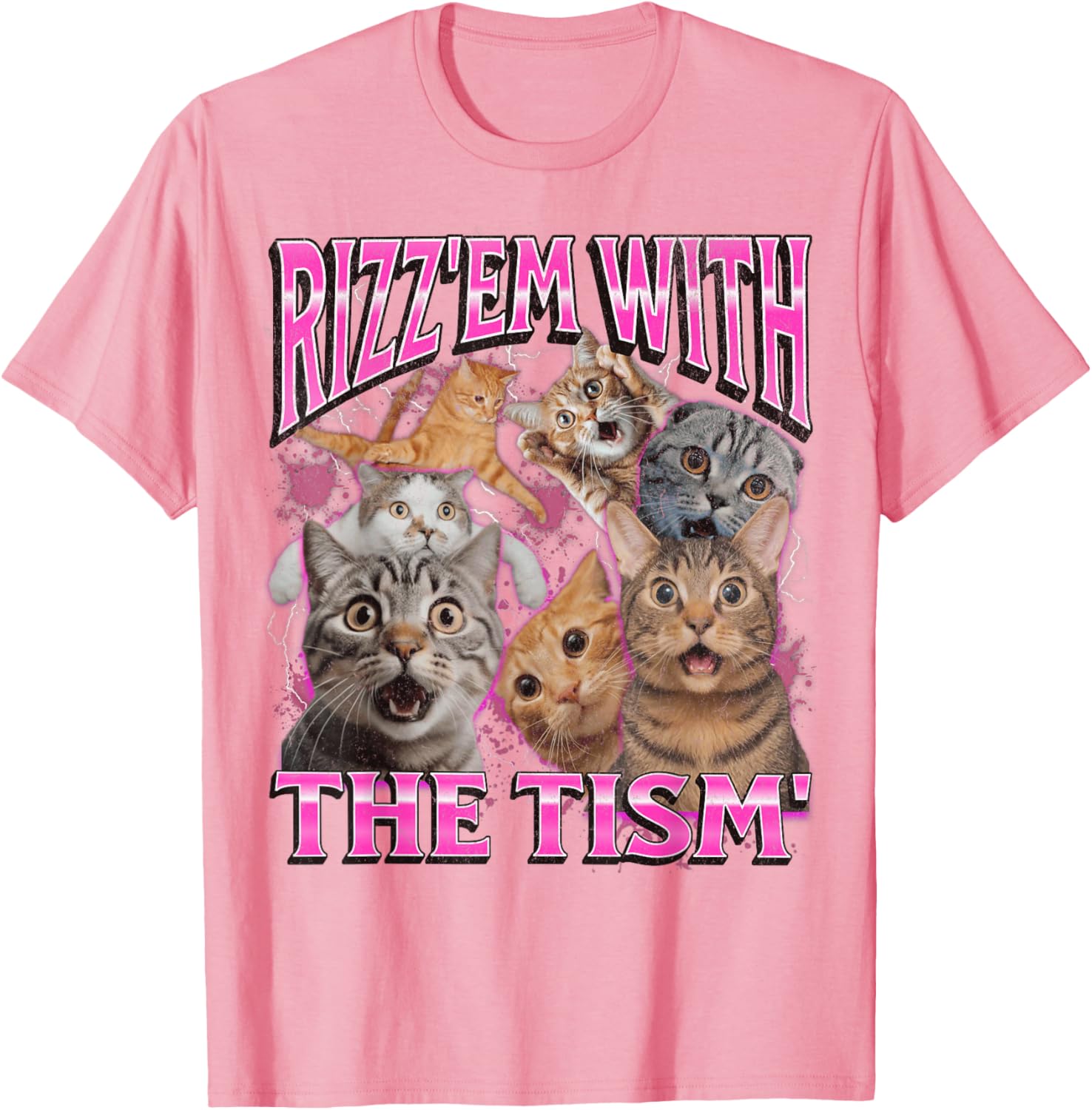 Funny Rizz Em With The Tism Cat Meme Vintage 90s T-Shirt for Men and Women - 1