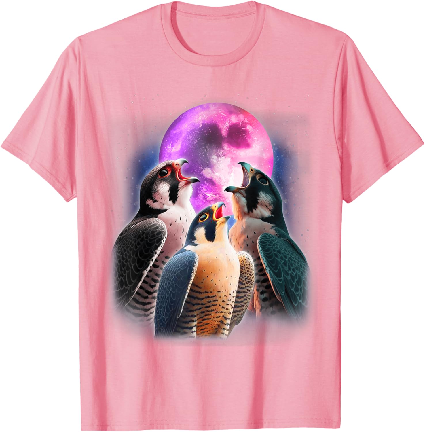 Funny Peregrine Falcon T-Shirt Howling at the Moon for Bird Lovers - 7