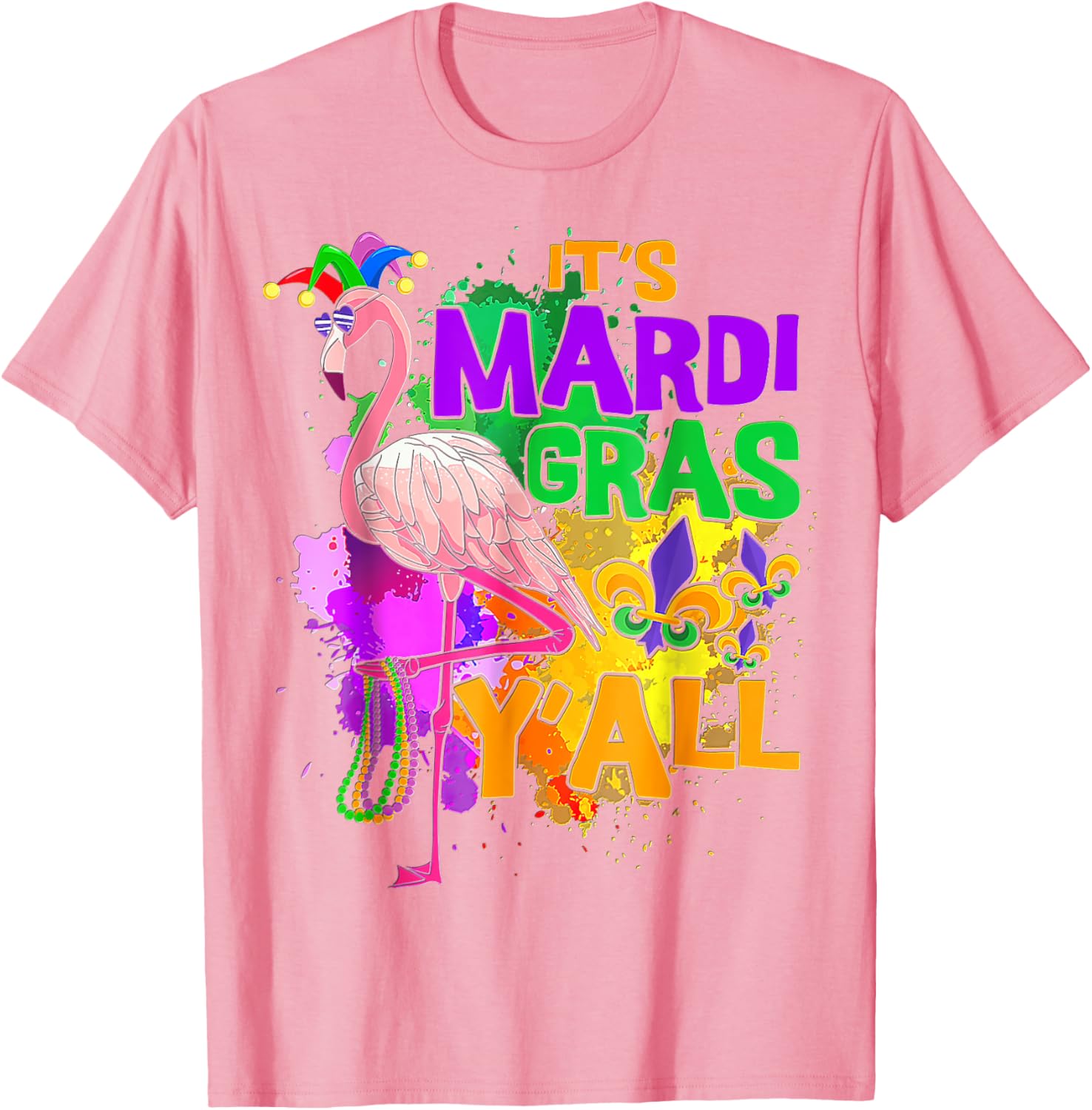 Flamingo Mardi Gras Carnival Party T-Shirt for Fun Festive Celebrations - 14