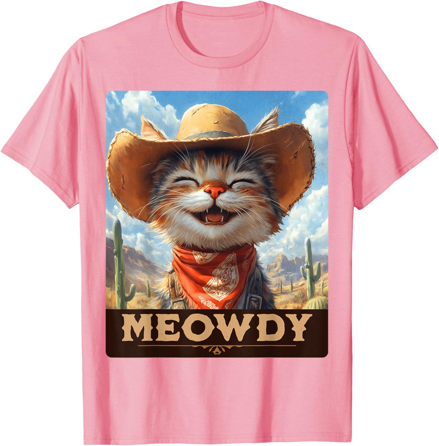 Meowdy Cowboy Cat T-Shirt - Wild West Feline Fun for Cat Lovers - 26