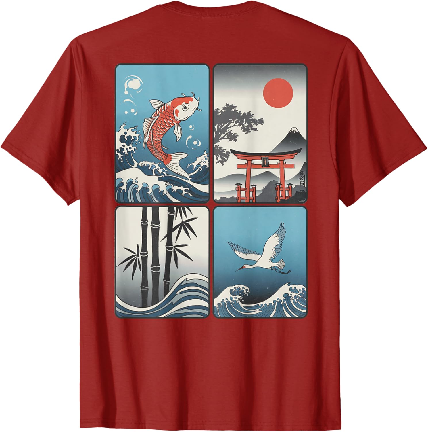Japanese Koi Fish Great Wave Kanagawa T-Shirt with Kanji Design - 22