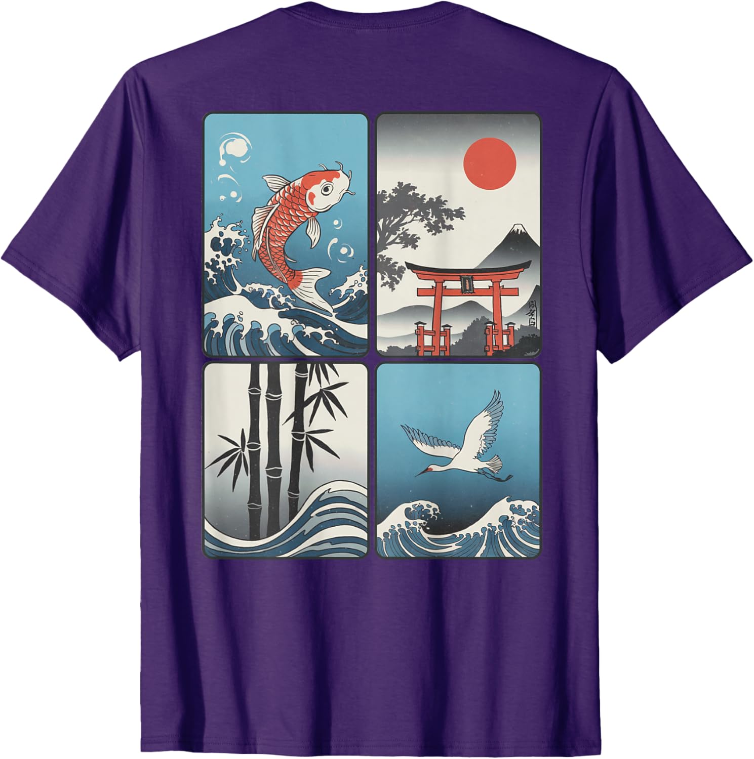 Japanese Koi Fish Great Wave Kanagawa T-Shirt with Kanji Design - 2
