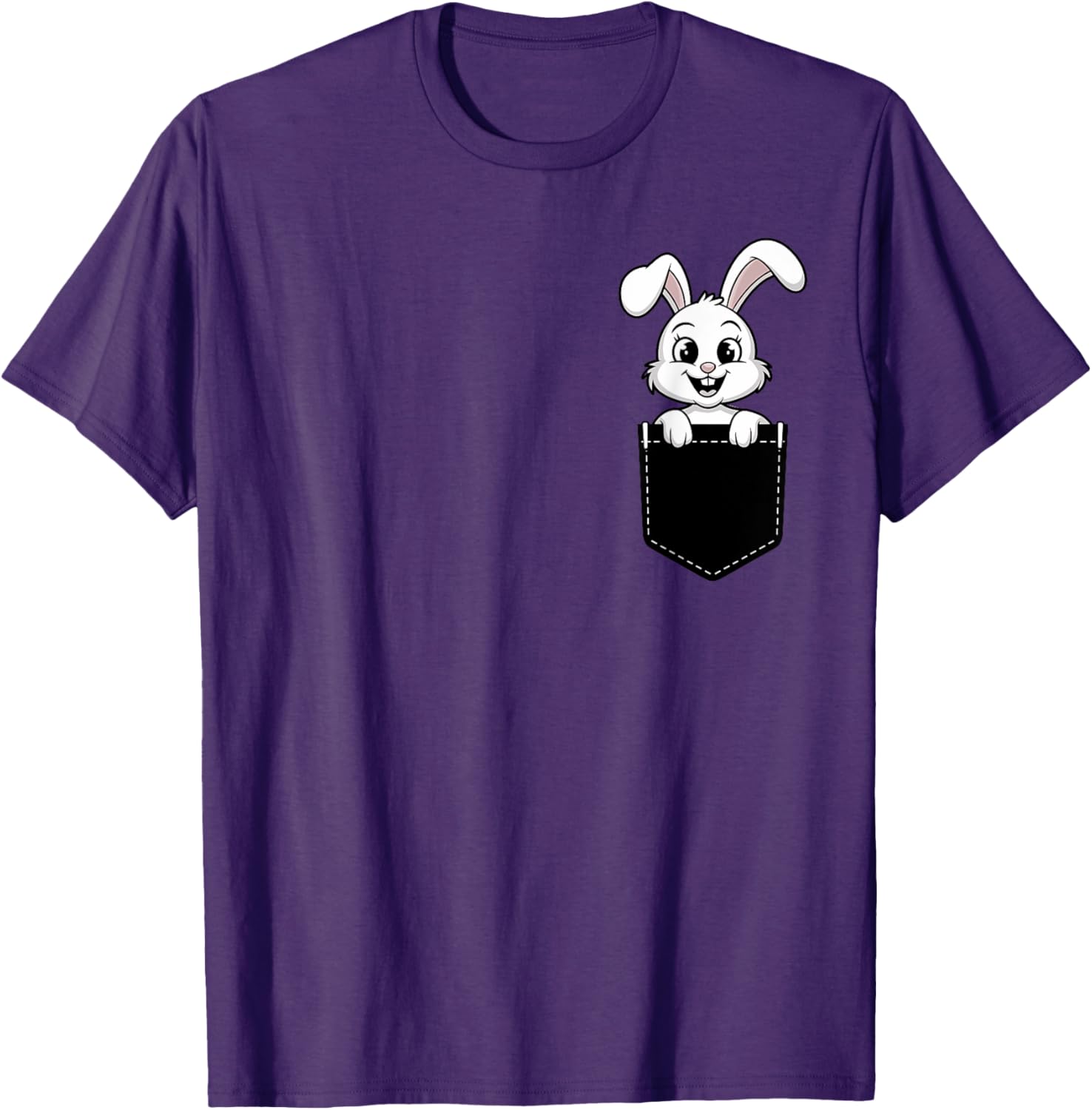 Cute Funny Rabbit in Pocket T-Shirt for Men and Women - Animal Lovers Design - 13