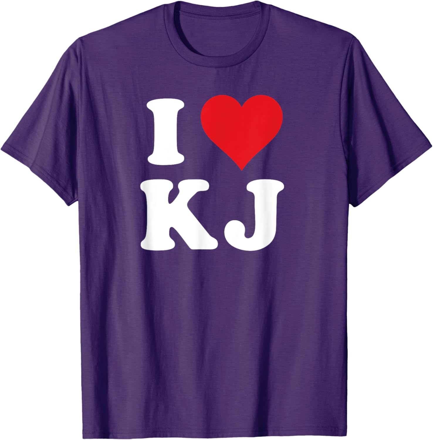 I Love KJ Initials Heart Design K J T-Shirt for Stylish Casual Wear - 10
