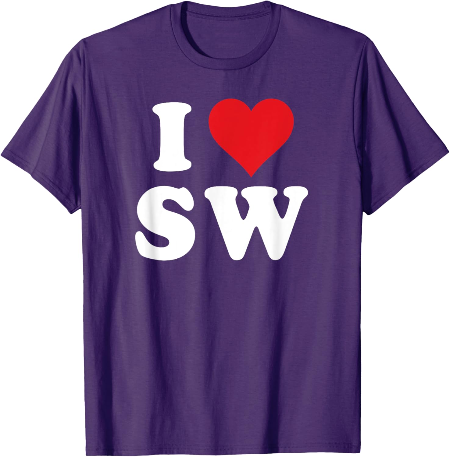 I Love SW Initials Heart T-Shirt for Stylish SW Fans and Gift Ideas - 1