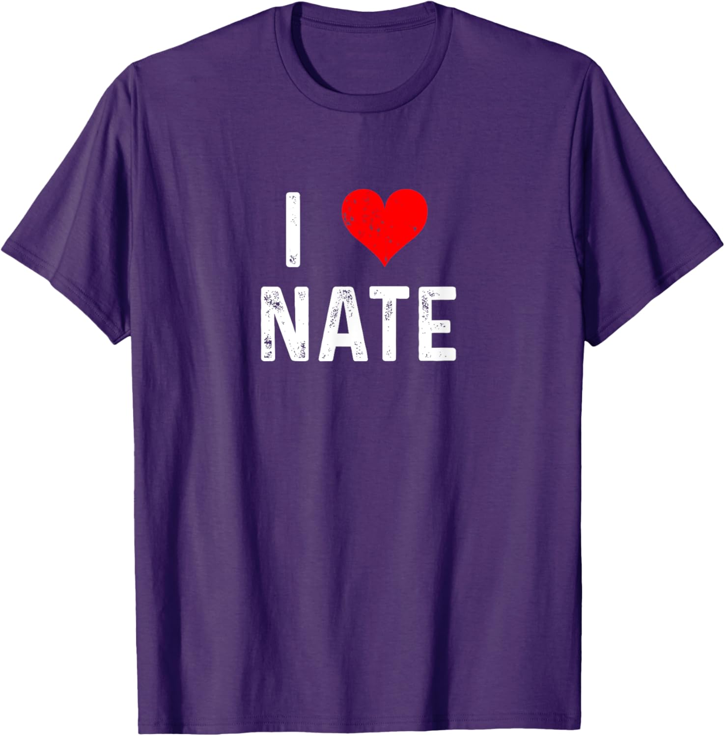 I Love Nate Distressed Heart T-Shirt for Casual Style Lovers - 18