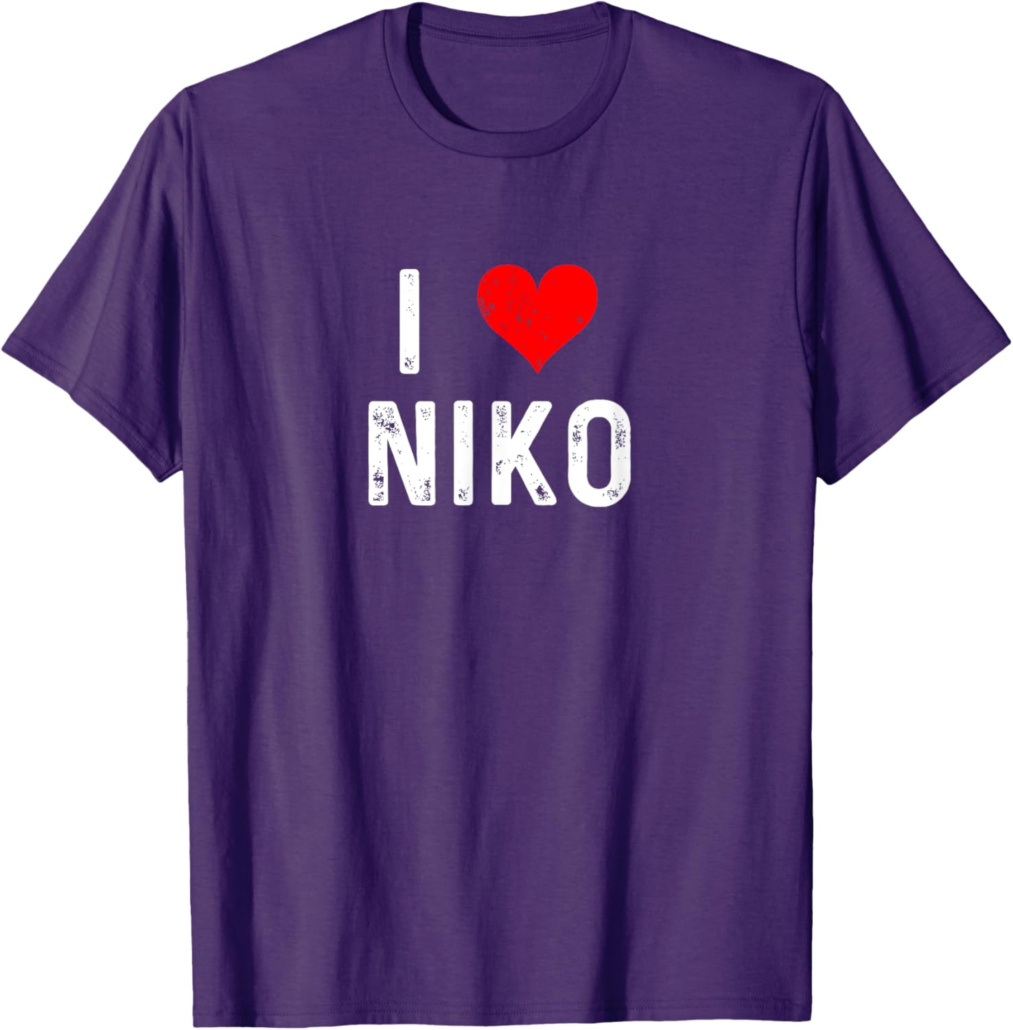 I Love Niko Distressed Heart T-Shirt for Casual Everyday Style - 5