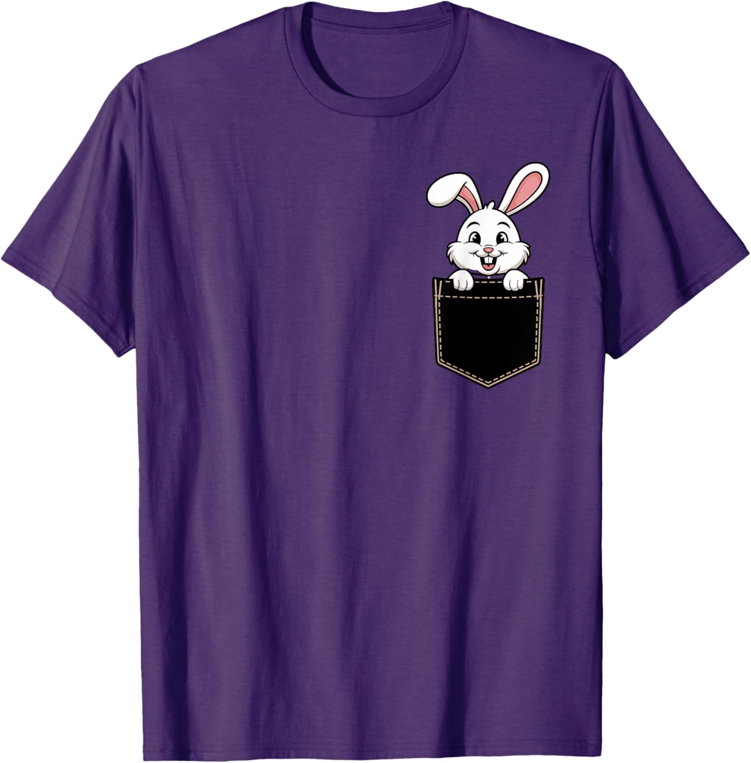 Cute Funny Rabbit Pocket T-Shirt for Men and Women - Adorable Animal Tee - 13