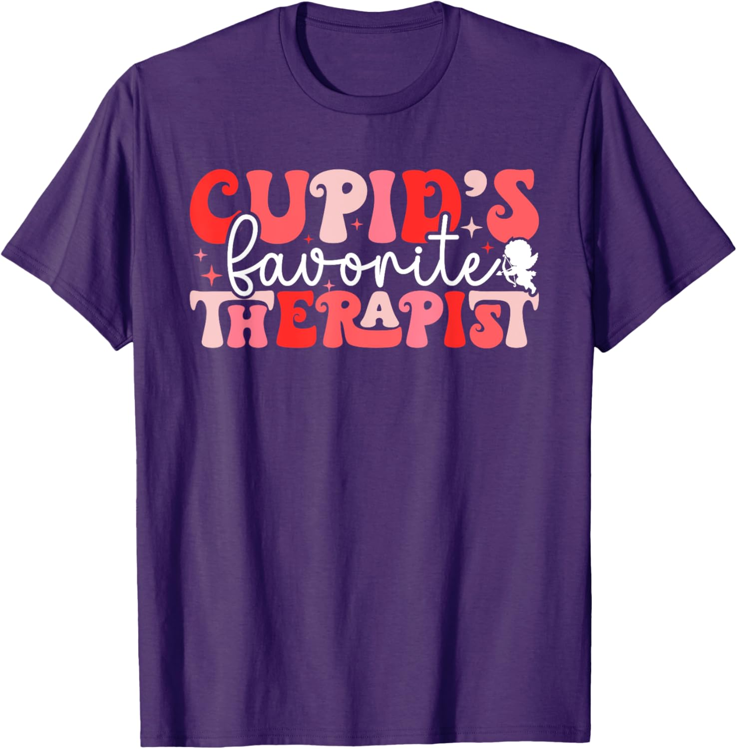 Cupid's Favorite Therapist Groovy Valentine's Day T-Shirt for Women - 8