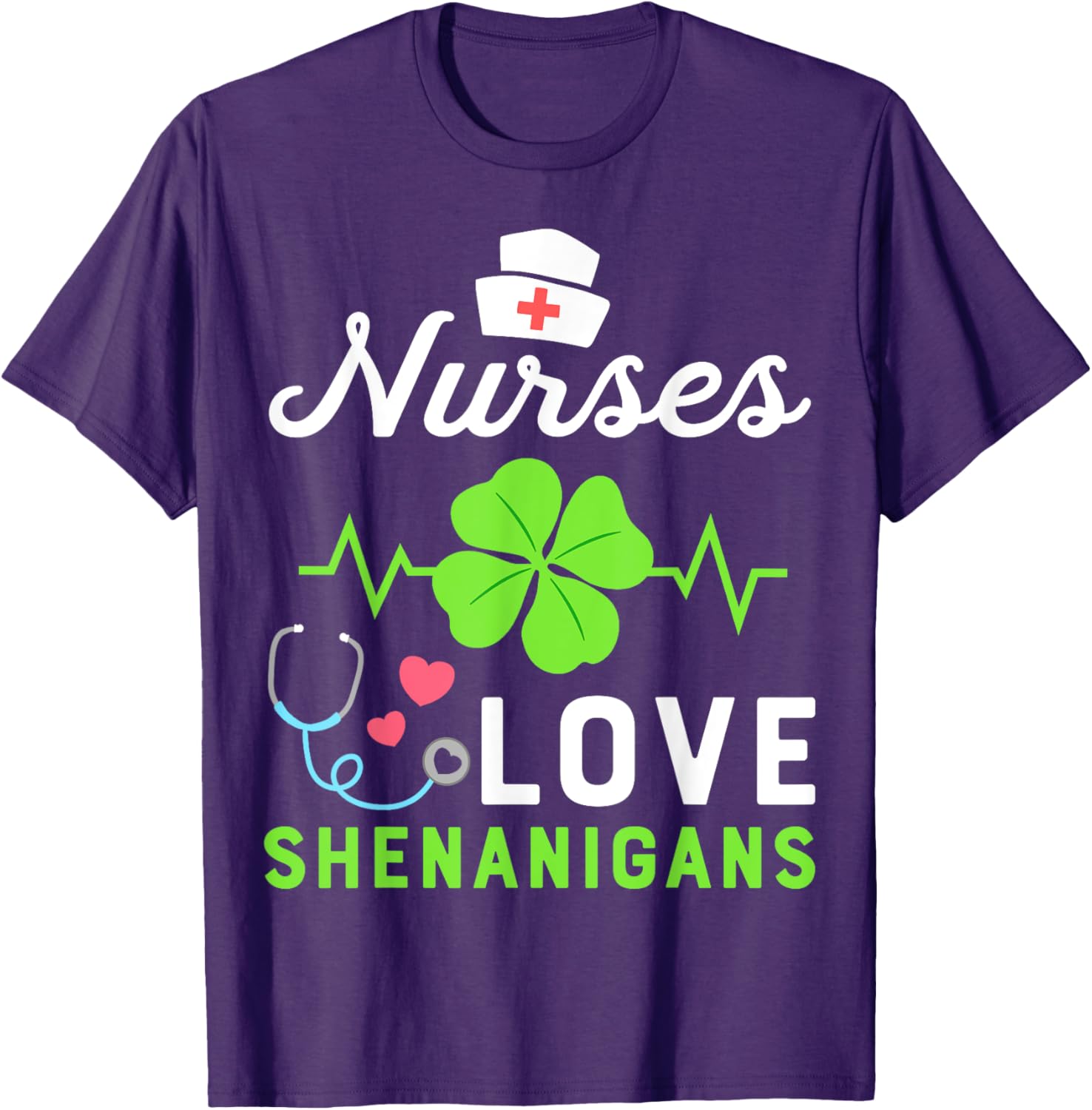 Nurse St Patricks Day Shamrock Heart T-Shirt for Fun Nursing Shenanigans - 1