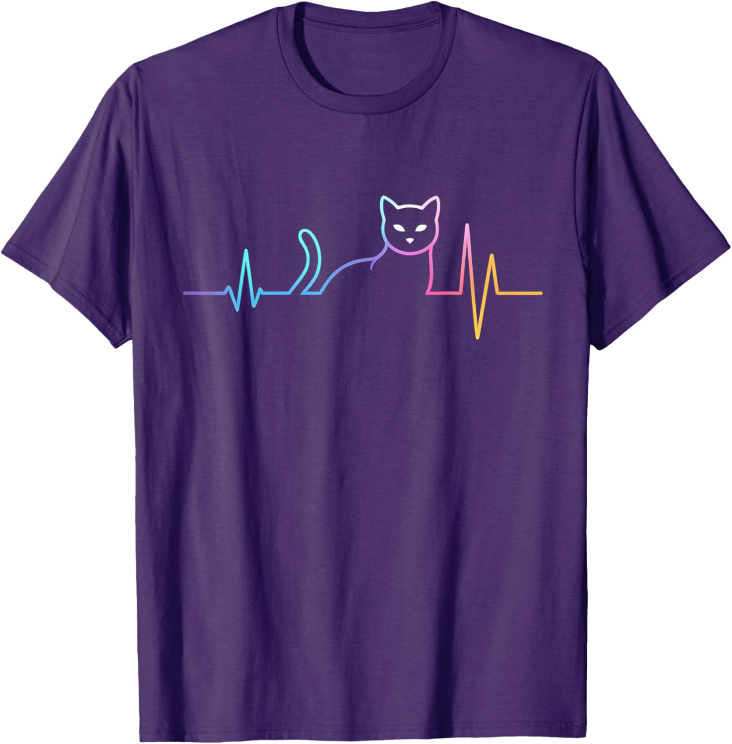 Colorful Heartbeat Cat T-Shirt for Funny Cat Lovers - Gifts for All Ages - 5