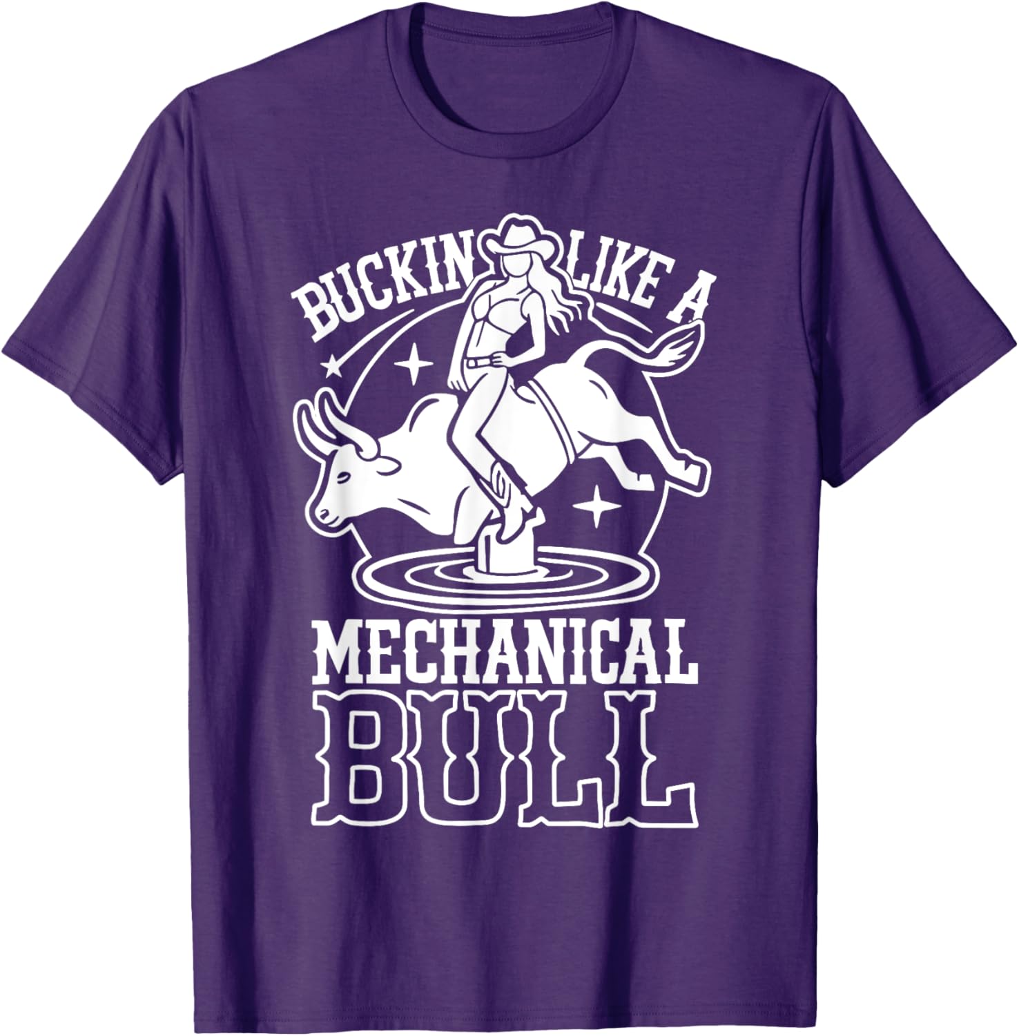 Funny Cowgirl T-Shirt Buckin Like a Mechanical Bull Rodeo Apparel - 5