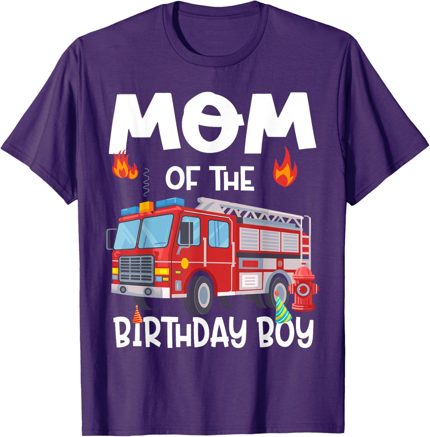 Mom of the Birthday Boy Fire Truck T-Shirt for Firefighter Moms - 12