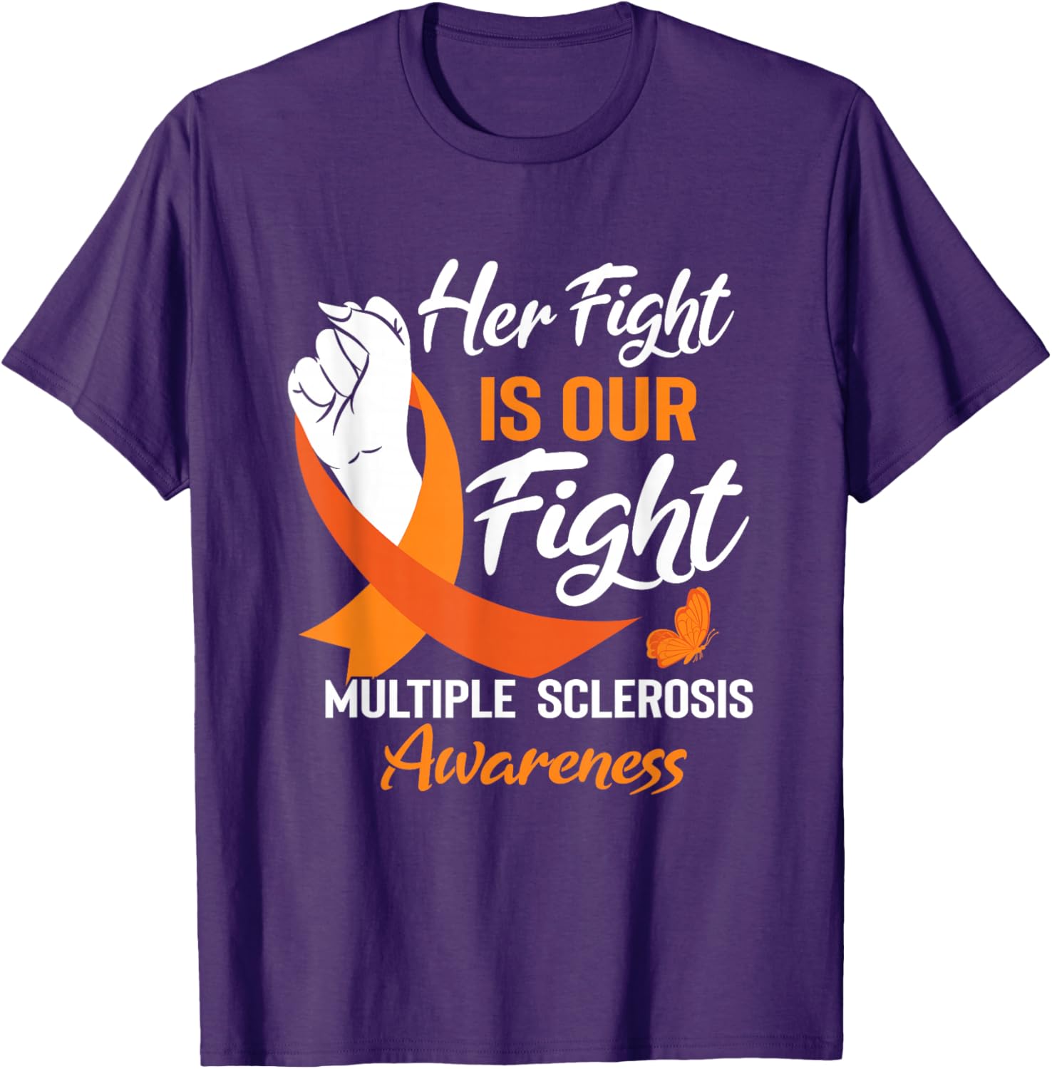 MS Multiple Sclerosis Awareness Orange Ribbon T-Shirt for Supporters - 6