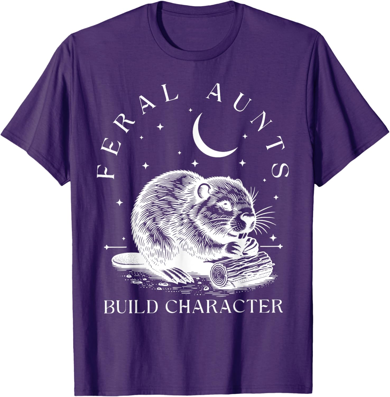 Funny Retro Aunt T-Shirt with Cute Beaver Design – Build Character Style - 16