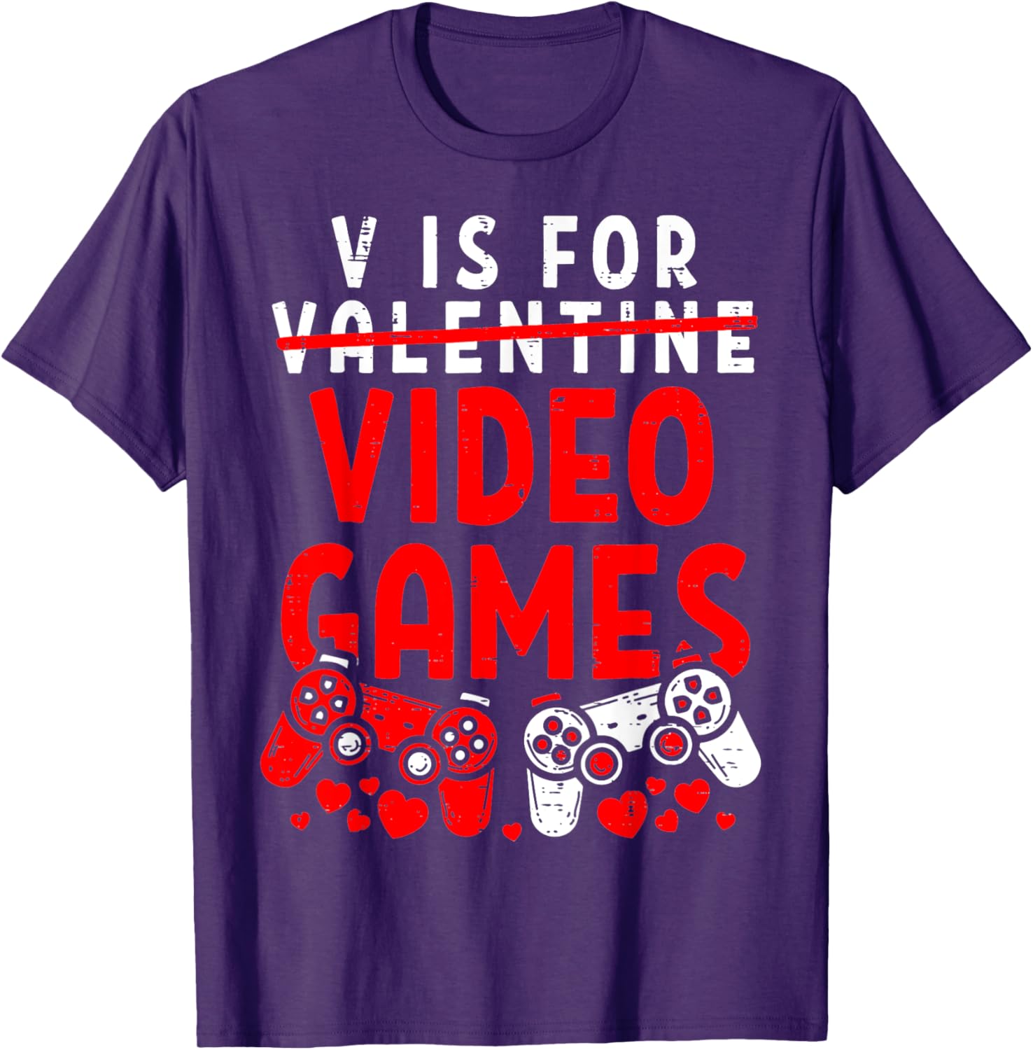 Funny V Is For Video Games Valentine's Day T-Shirt for Gamer Men - 11