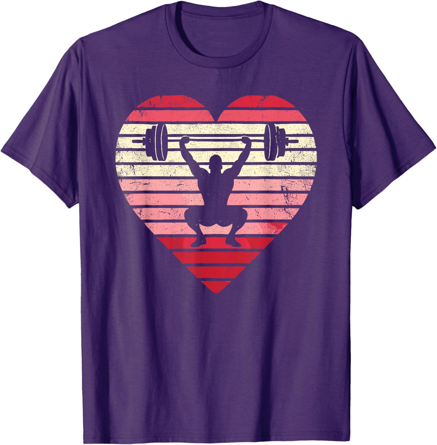 Vintage Retro Heart Weightlifting Gym T-Shirt for Men Fitness Enthusiasts - 3