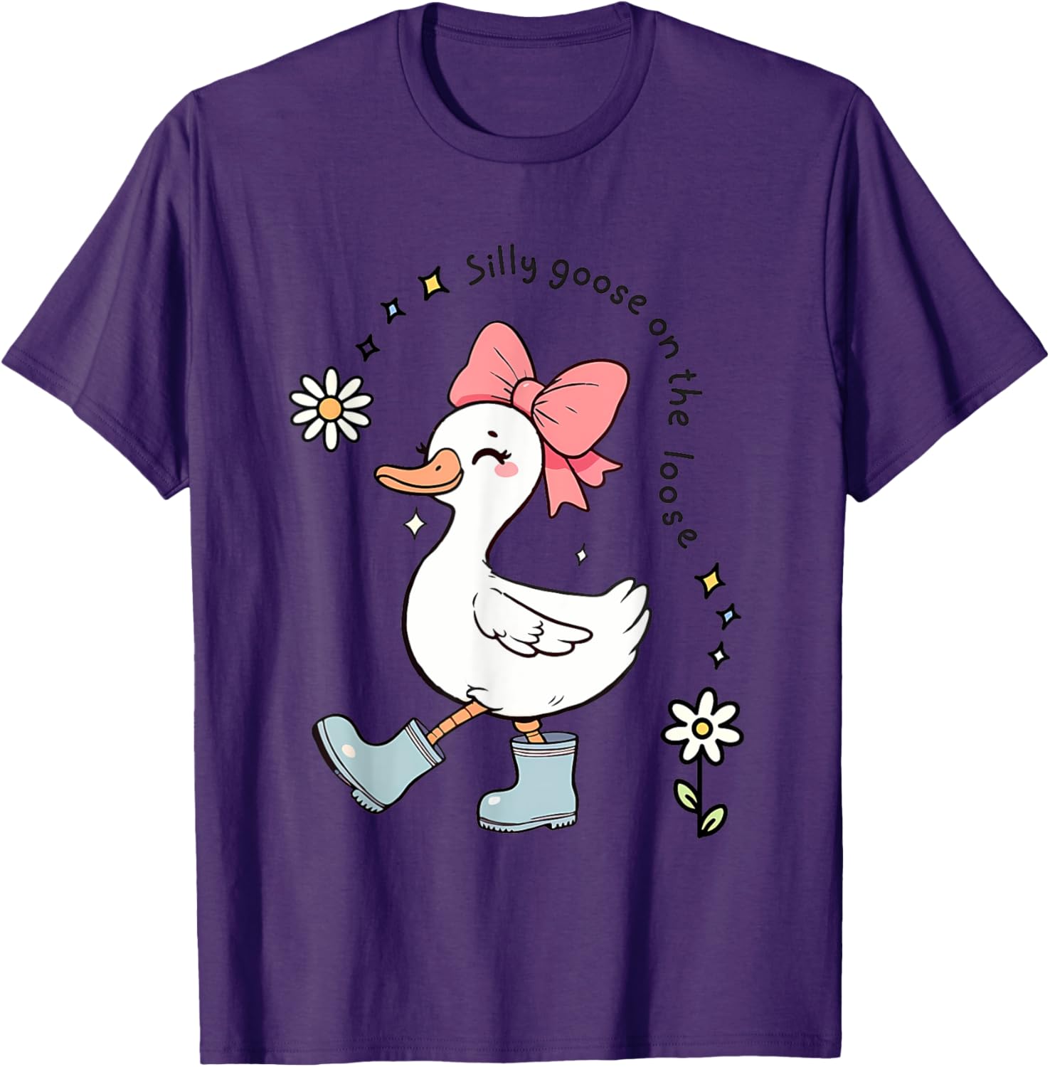 Funny Silly Goose On The Loose Kids T-Shirt for Girls - Adorable Design - 7