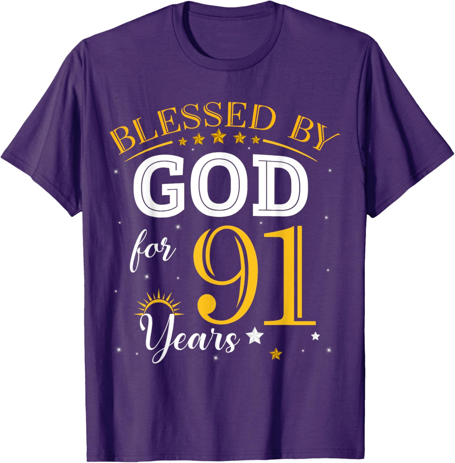 Vintage Blessed by God 91 Years Old Birthday Girl T-Shirt Gift - 13