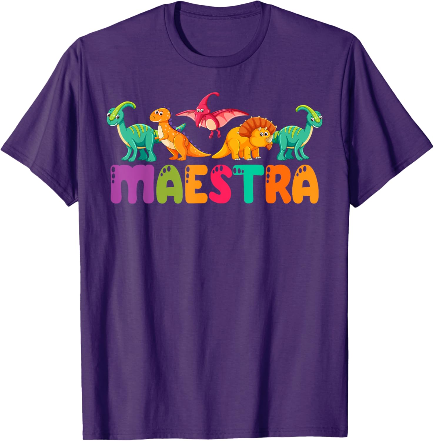 Cute Dinosaurs Bilingual Teacher T-Shirt for Maestra Spanish Teachers - 14