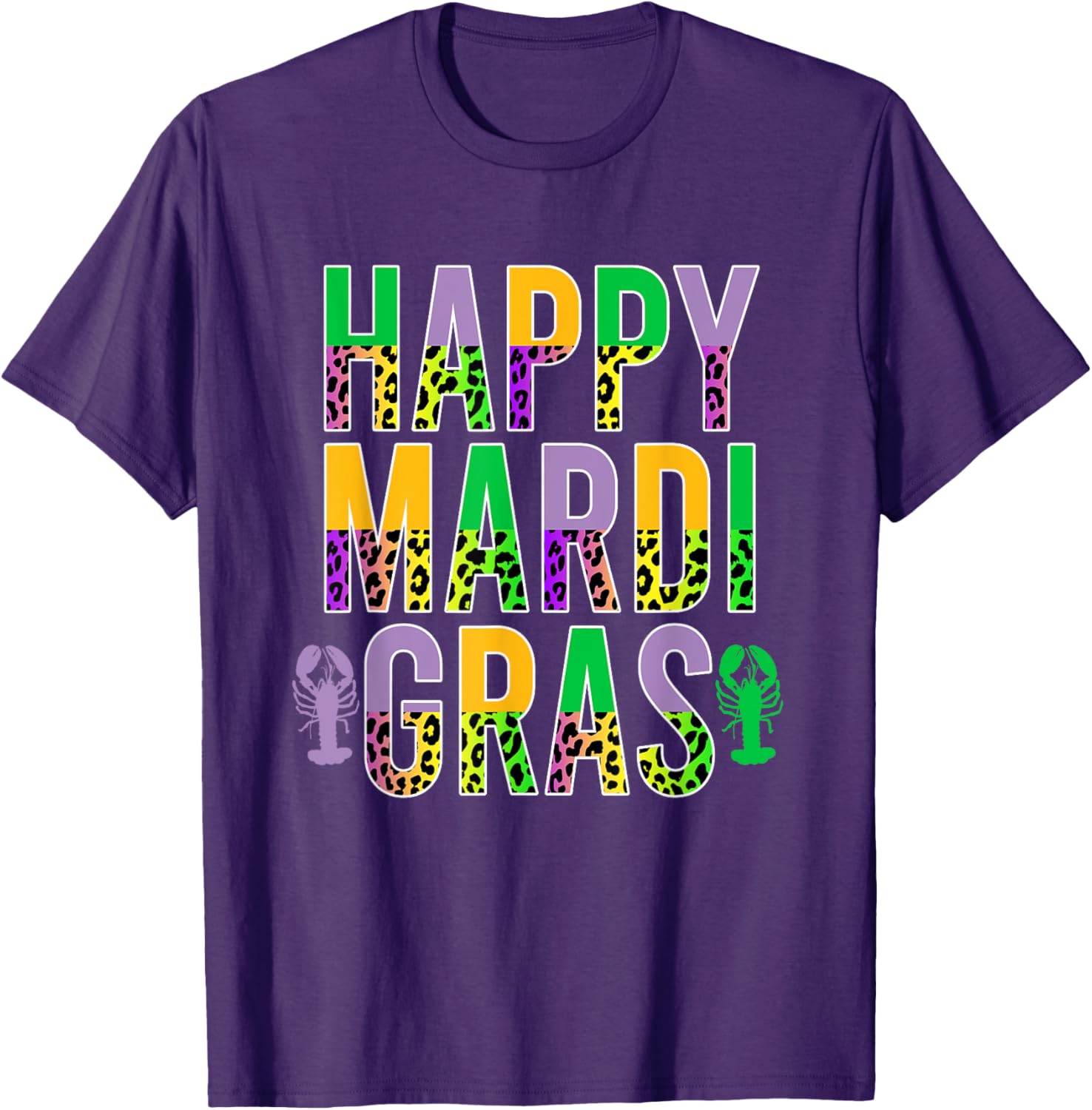 Happy Mardi Gras Leopard Print Crawfish T-Shirt for Men Women Kids - 9
