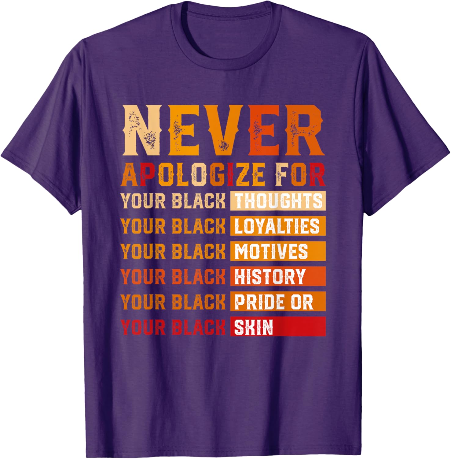 Never Apologize for Black Thoughts Black Loyalties T-Shirt for All - 7