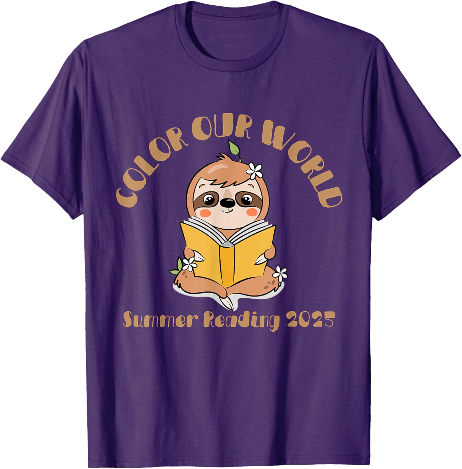 Color Our World 2025 Summer Reading Program Sloth T-Shirt for Kids - 13