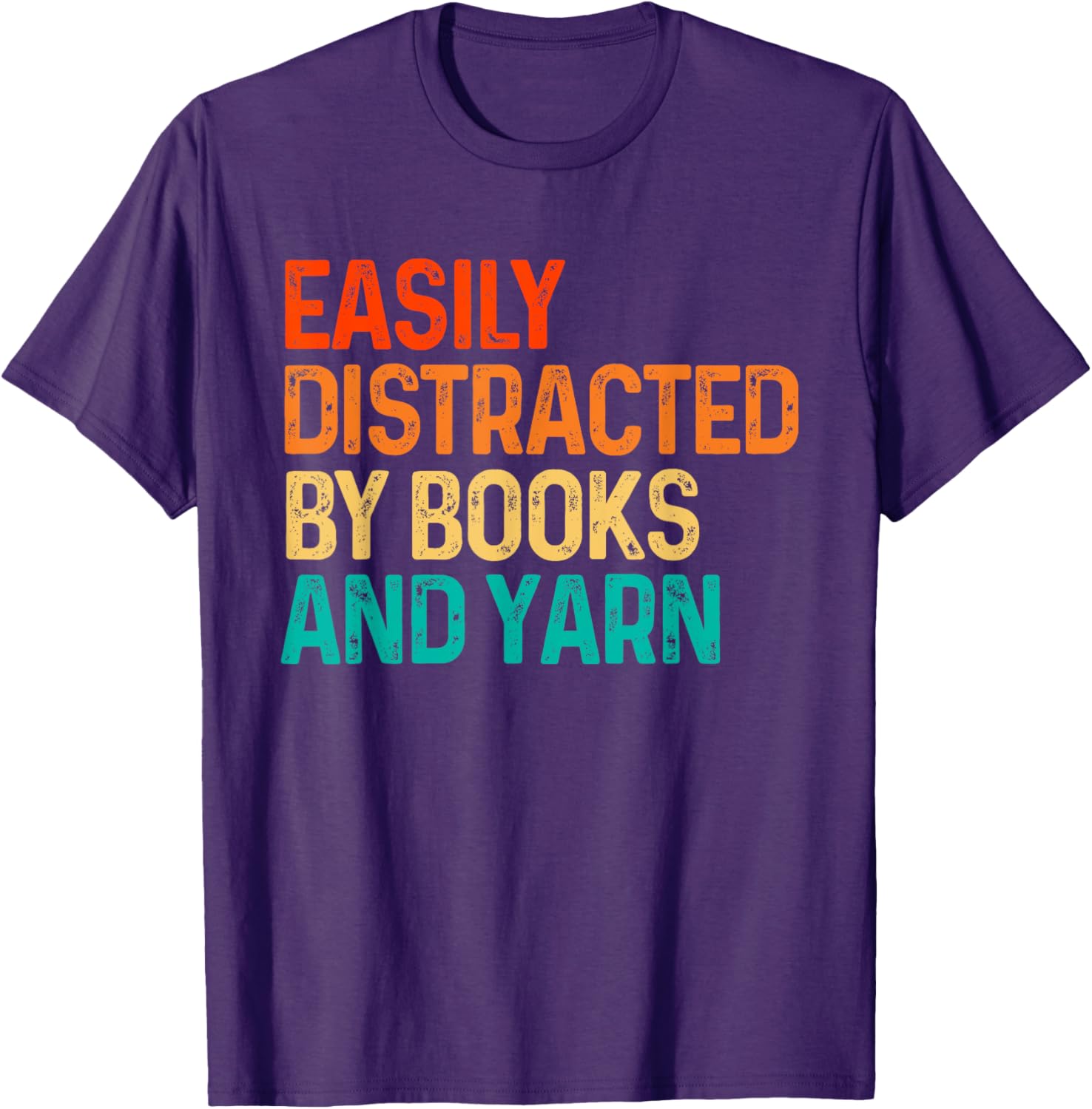 Easily Distracted By Books And Yarn Knitting Graphic T-Shirt for Book Lovers - 12