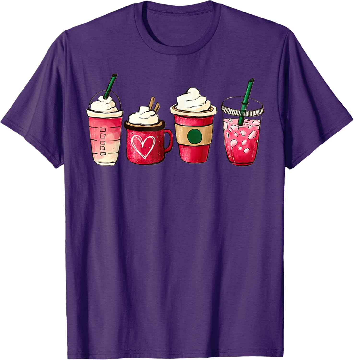 Valentine Heart Latte Iced Coffee T-Shirt for Coffee Lovers - 24