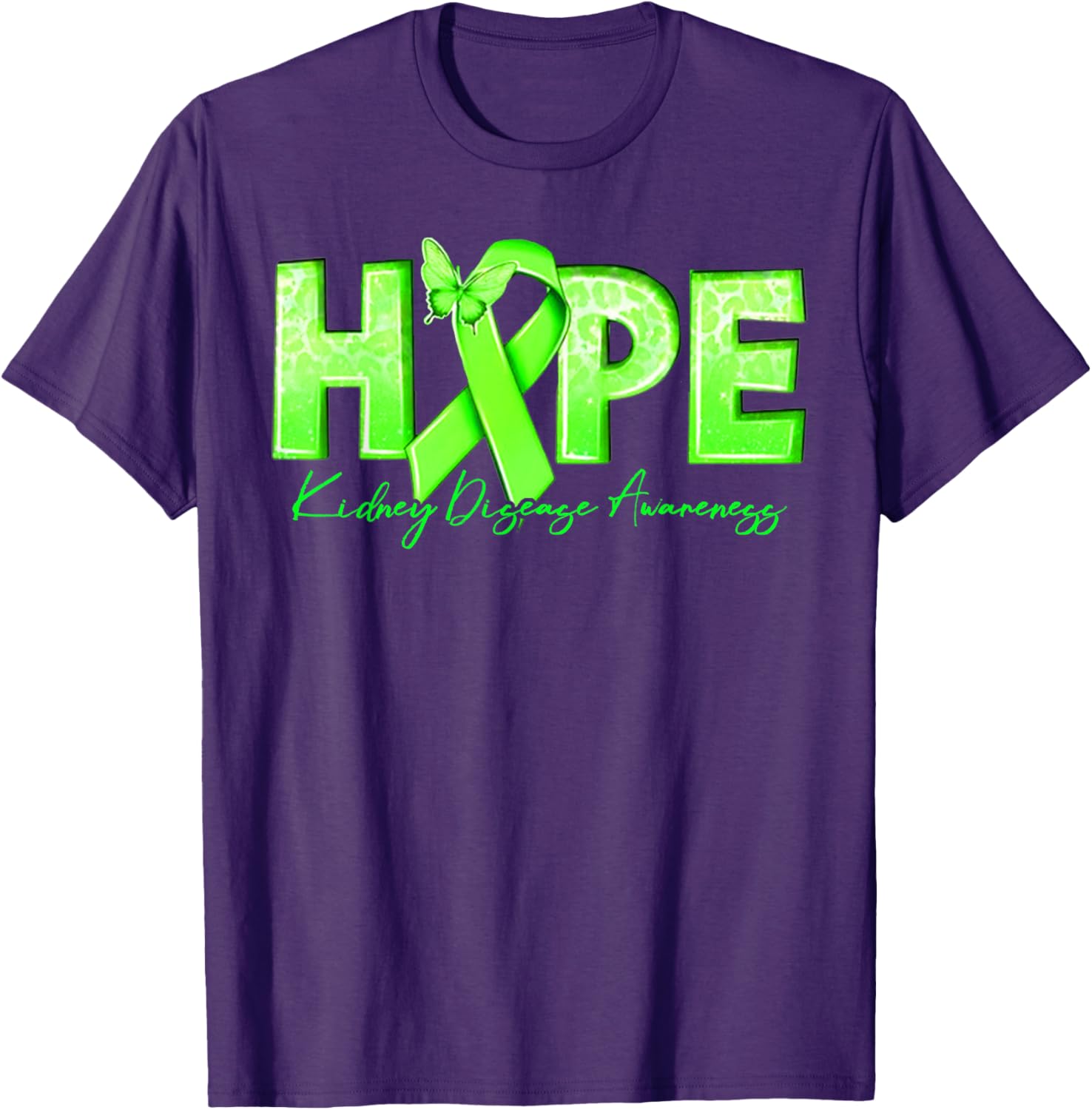 Hope Kidney Disease Awareness Green Ribbon T-Shirt for Renal Health Support - 8