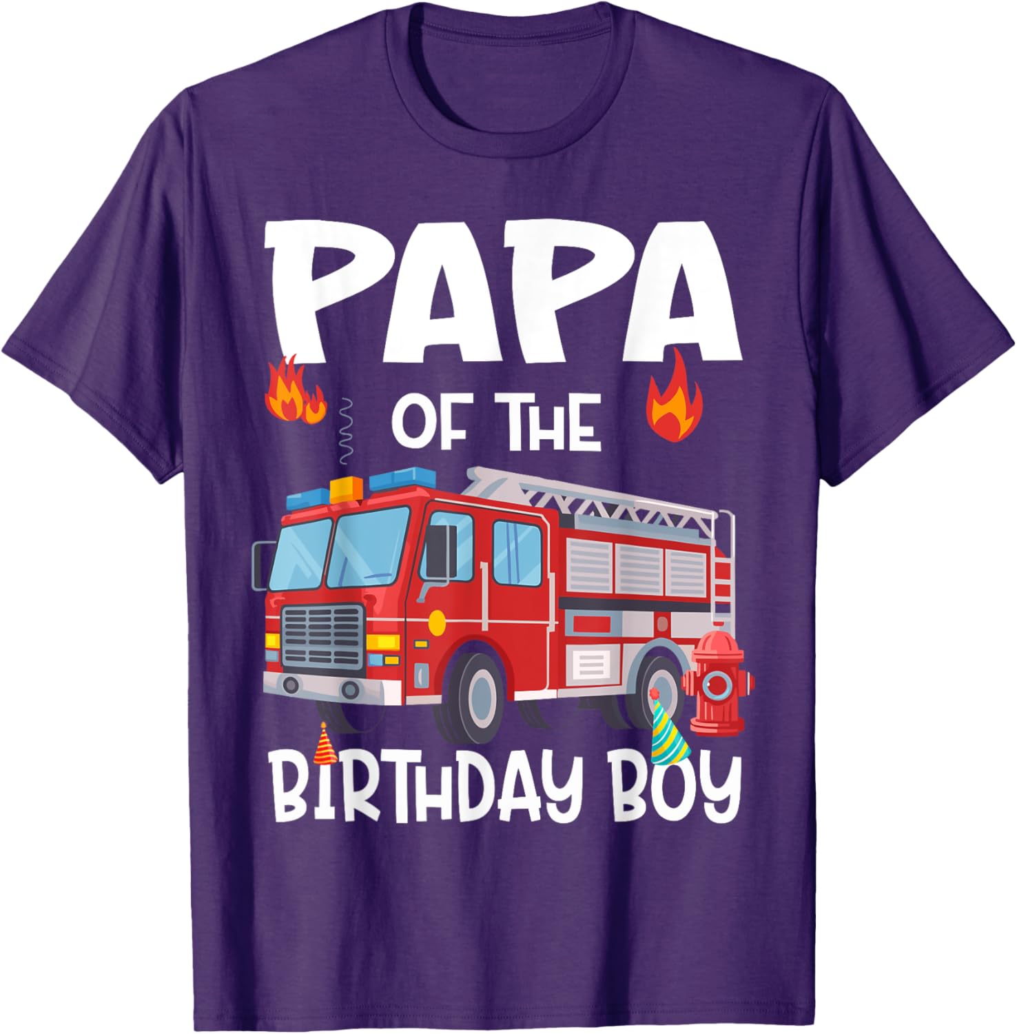Papa of the Birthday Boy Fire Truck Firefighter Dad T-Shirt Perfect Gift - 7