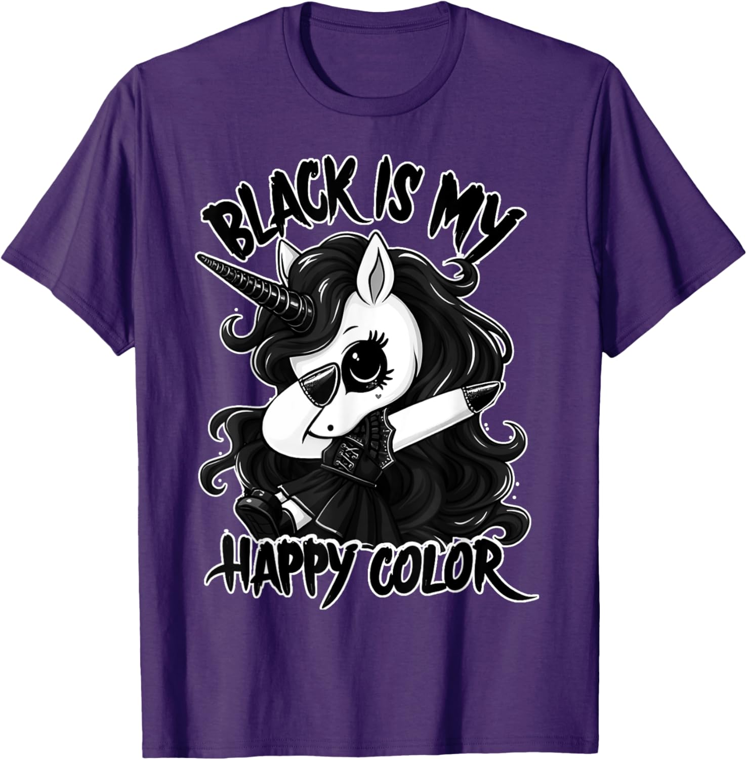 Gothic Unicorn Dabbing T-Shirt - Black is My Lucky Color Tee - 9