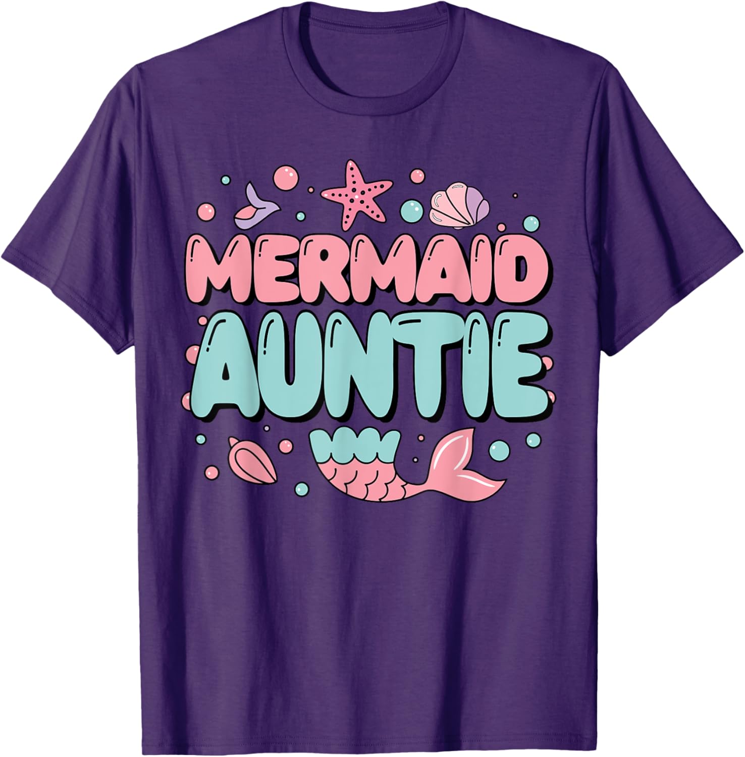 Auntie of The Birthday Mermaid Family Matching Party T-Shirt for Fun Celebrations - 15