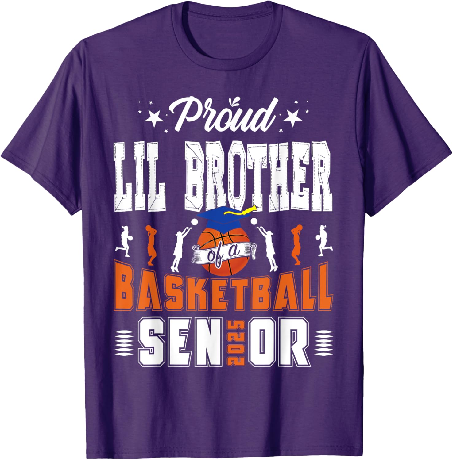 Proud Little Brother of 2025 Senior Basketball Graduate T-Shirt - 1