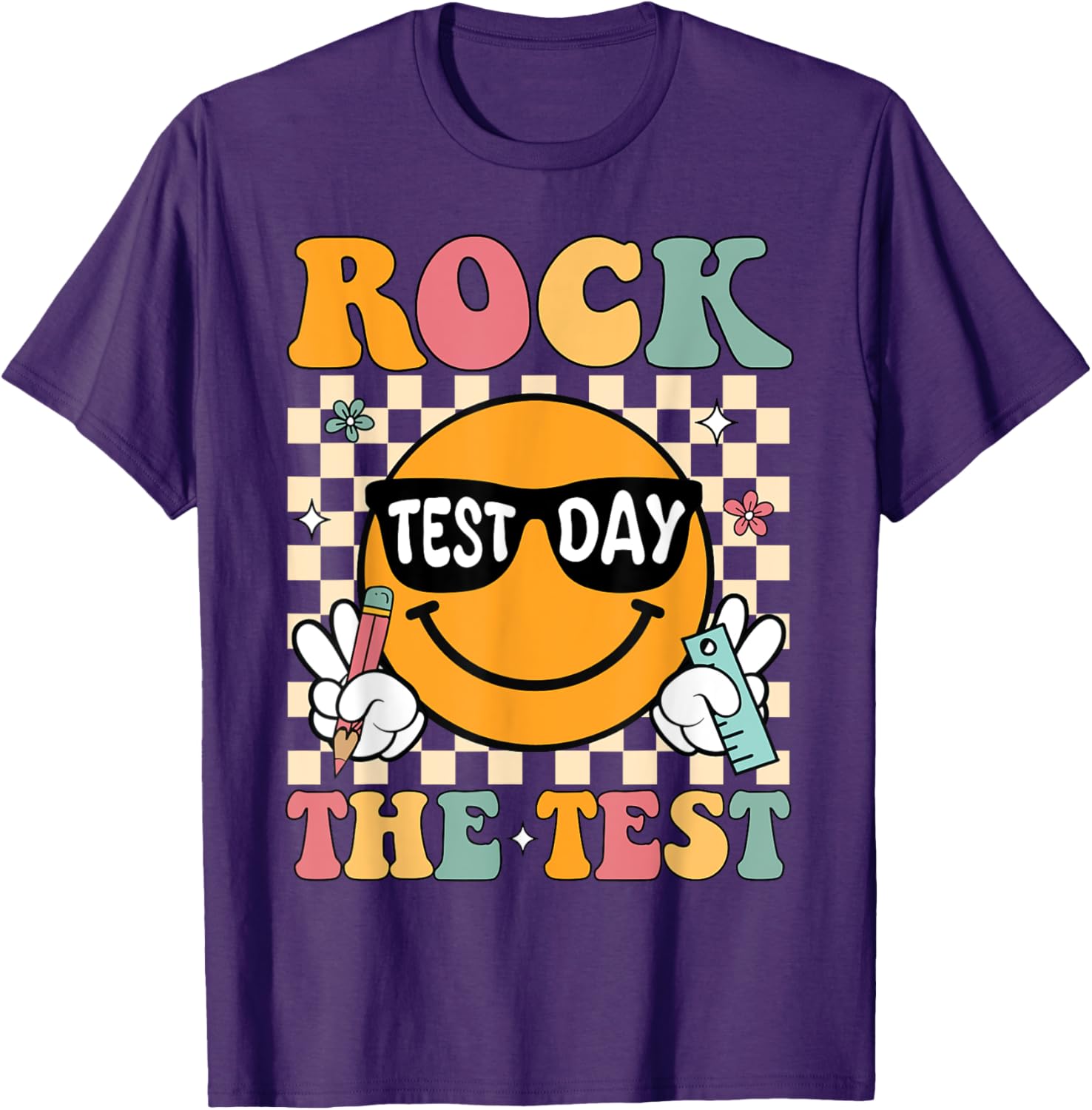 Test Day Rock The Test Teacher T-Shirt Motivational Gift for Educators - 12