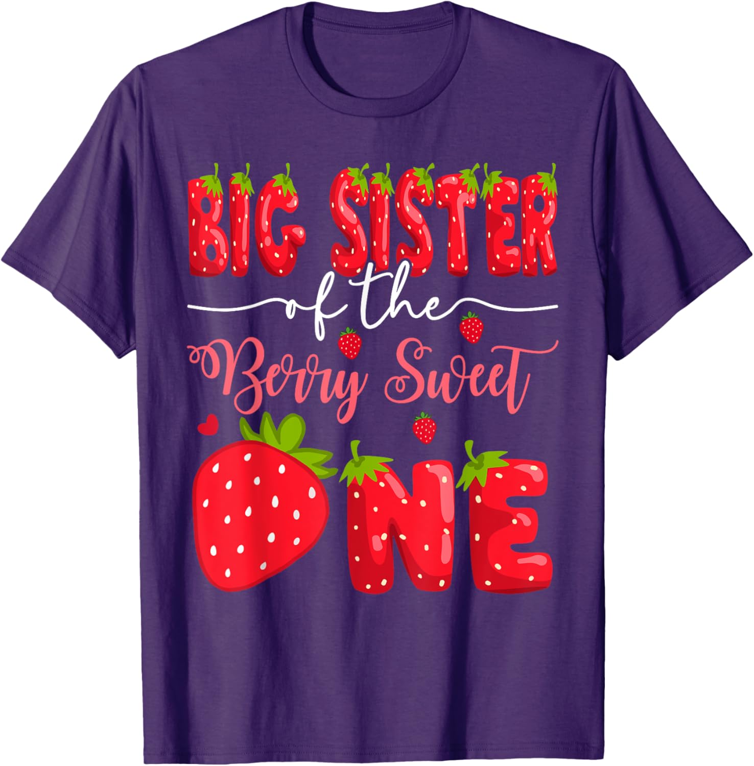 Big Sister Strawberry T-Shirt for 1st Birthday Celebration - Cute Design - 8