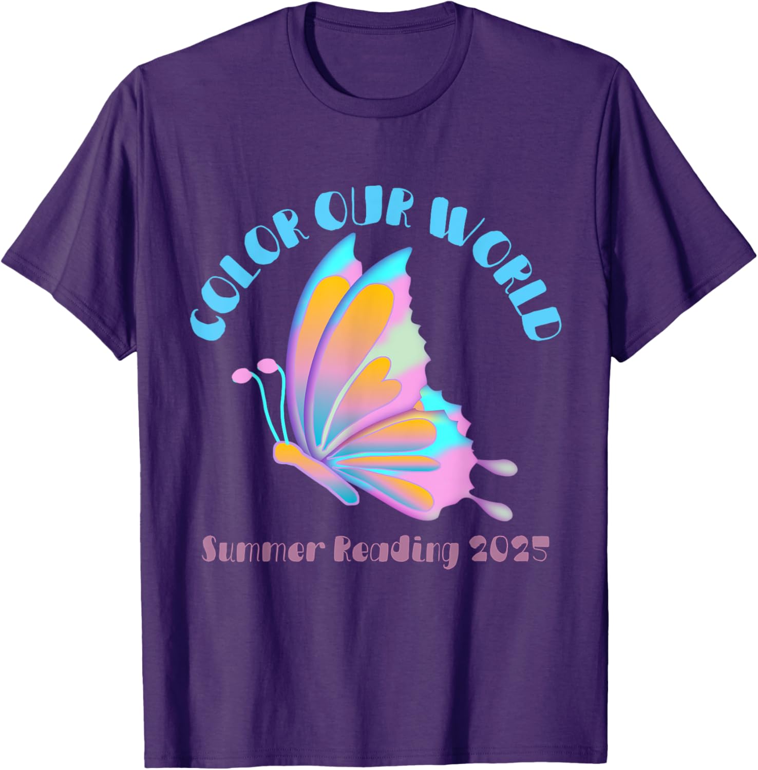 Color Our World Summer 2025 Butterfly T-Shirt for Reading Enthusiasts - 6