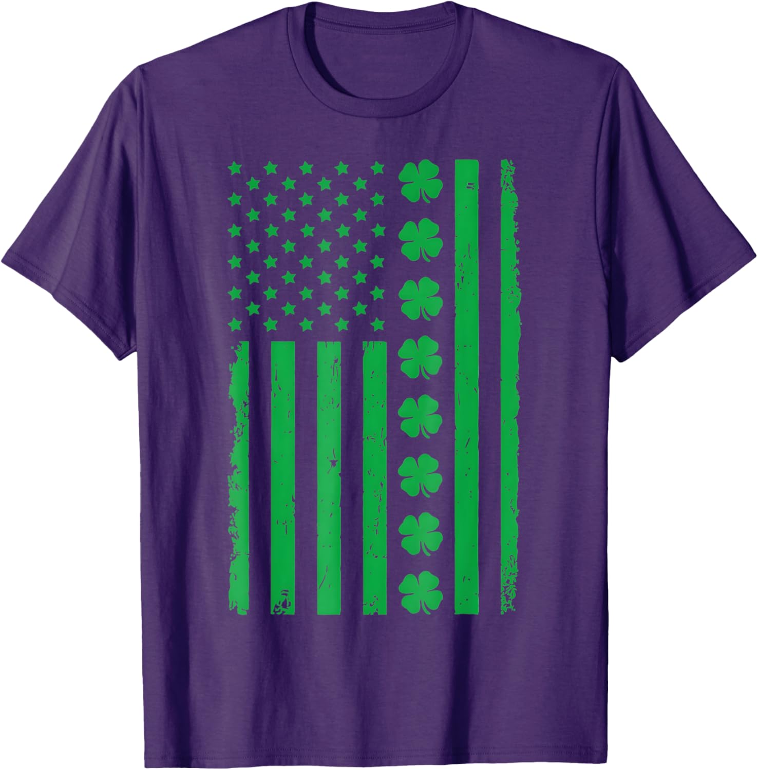 Stunning US American Flag T-Shirt with Shamrocks for St. Patrick's Day - 17