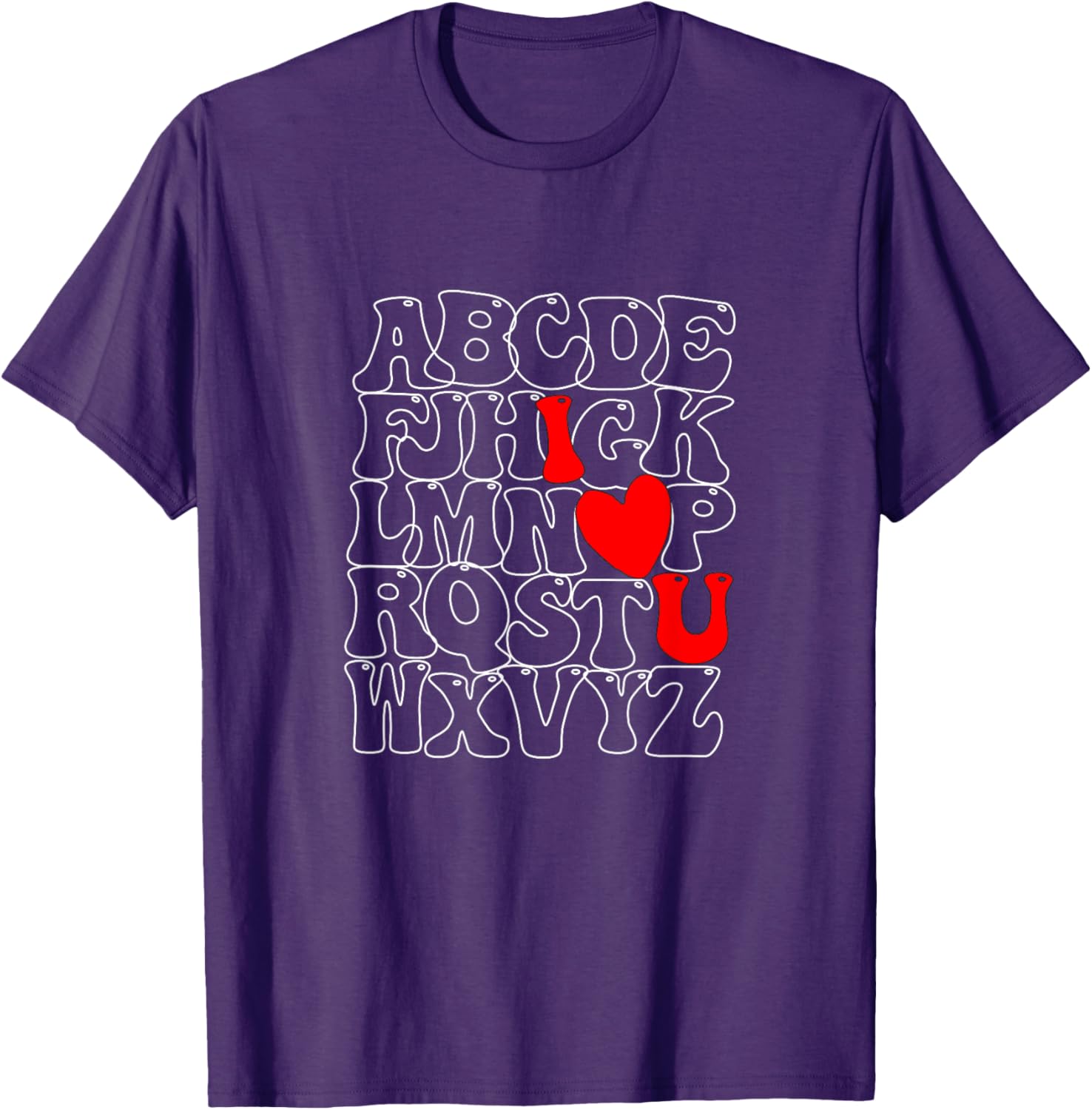 Alphabet ABC I Love You Heart T-Shirt for Valentine's Day Fun Fashion - 17