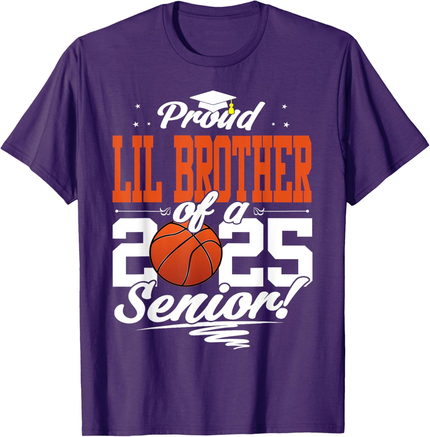 Proud Lil Brother of 2025 Senior Graduate Basketball T-Shirt - 10
