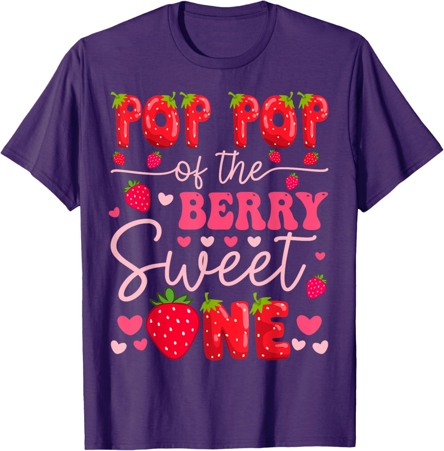 Cute Strawberry 1st Birthday Girl T-Shirt Perfect for Party Celebration - 7