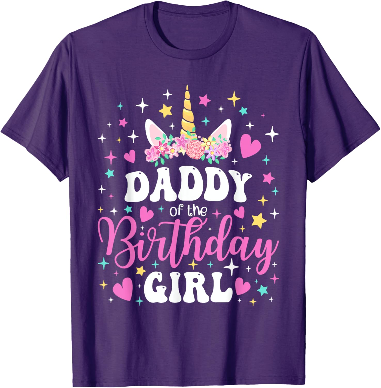 Family Matching Unicorn Daddy T-Shirt for Birthday Girl Celebration - 16
