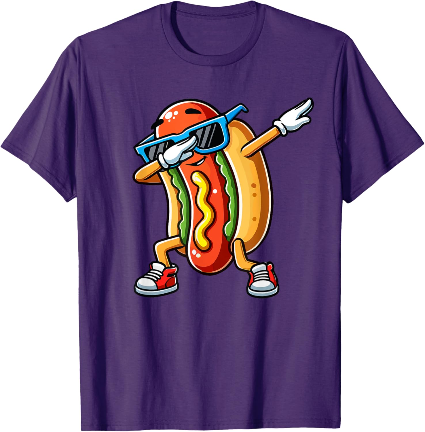 Funny Dabbing Hotdog Sunglasses T-Shirt for Kids Who Love Dogs and Hotdogs - 25