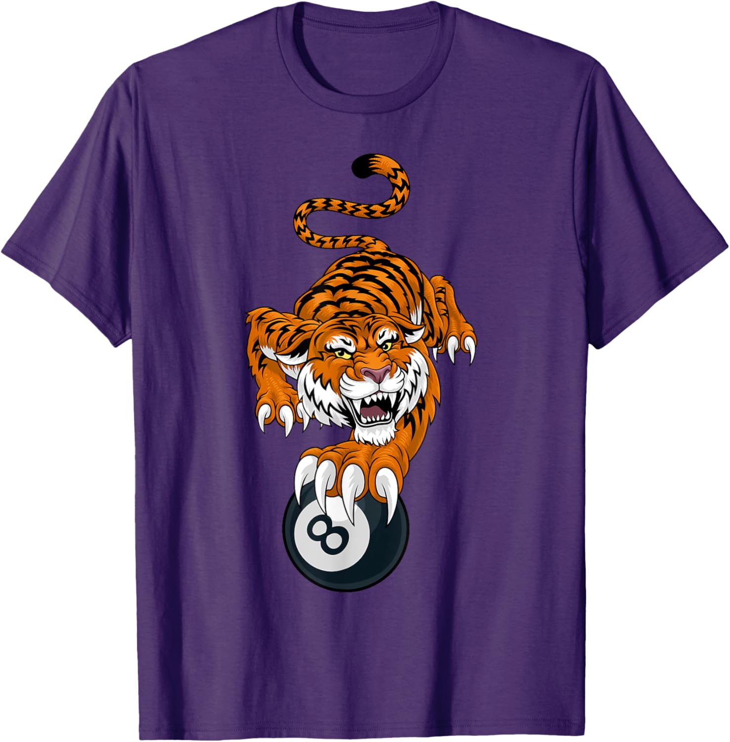 Tiger Angry Pool 8 Ball Billiards Cartoon Character T-Shirt for Fun Style - 7