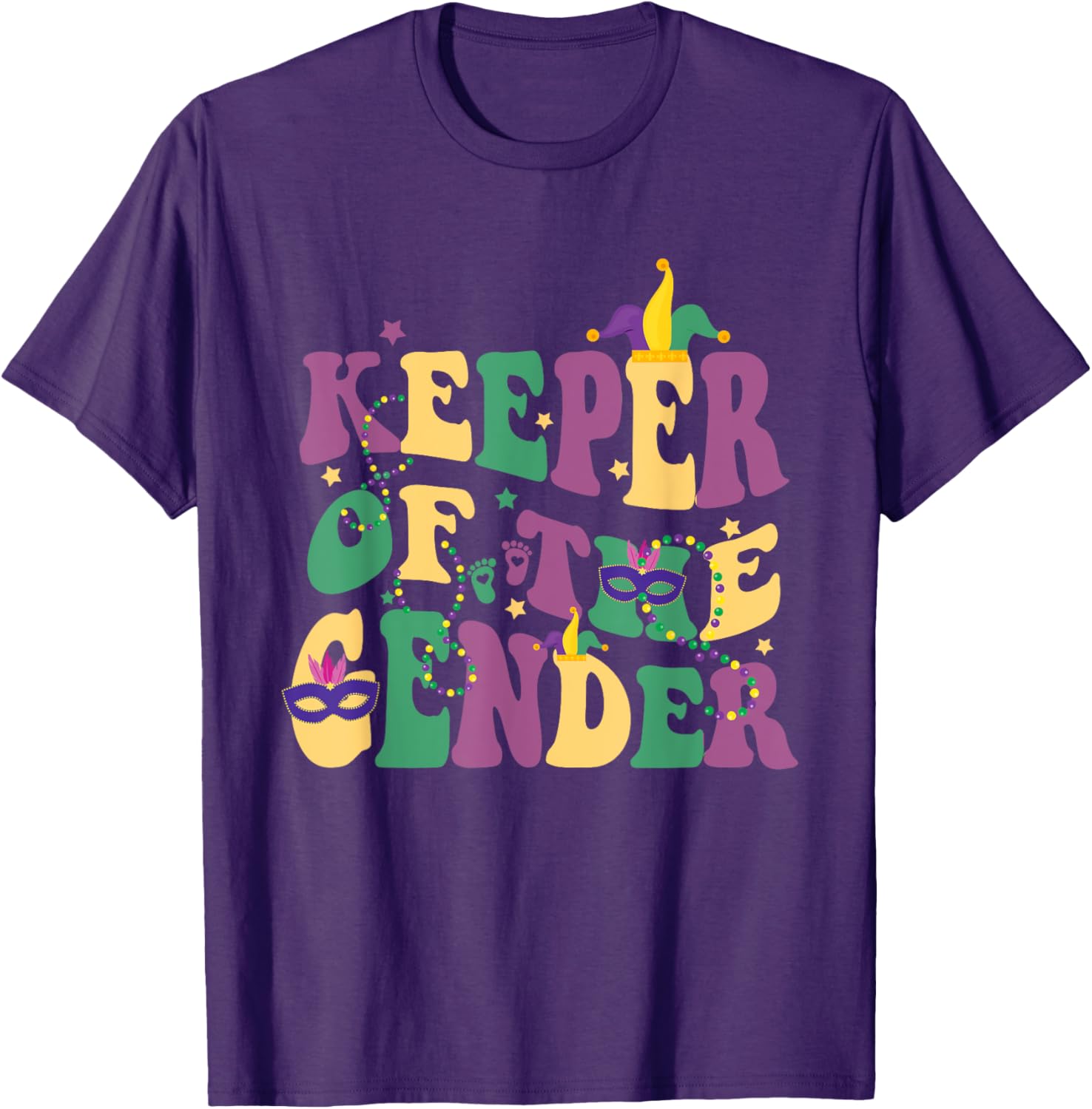 Keeper Of The Gender Reveal Mardi Gras Baby Shower T-Shirt for Fun Celebrations - 20