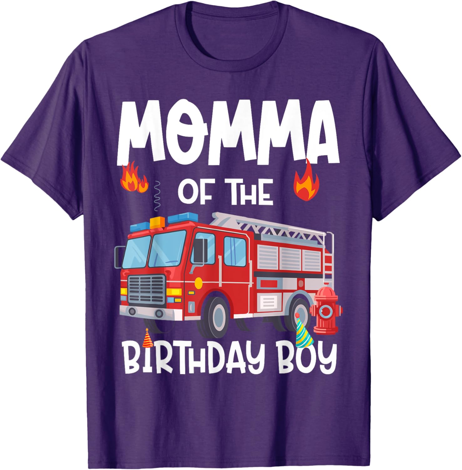 Momma of the Birthday Boy Fire Truck T-Shirt for Firefighter Moms - 1
