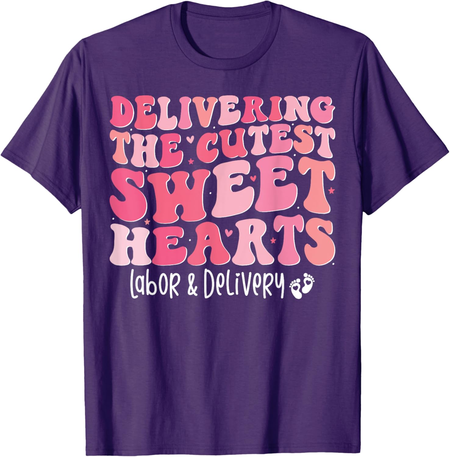 Groovy Labor and Delivery Nurse Valentine's Day T-Shirt for Nurses - 4