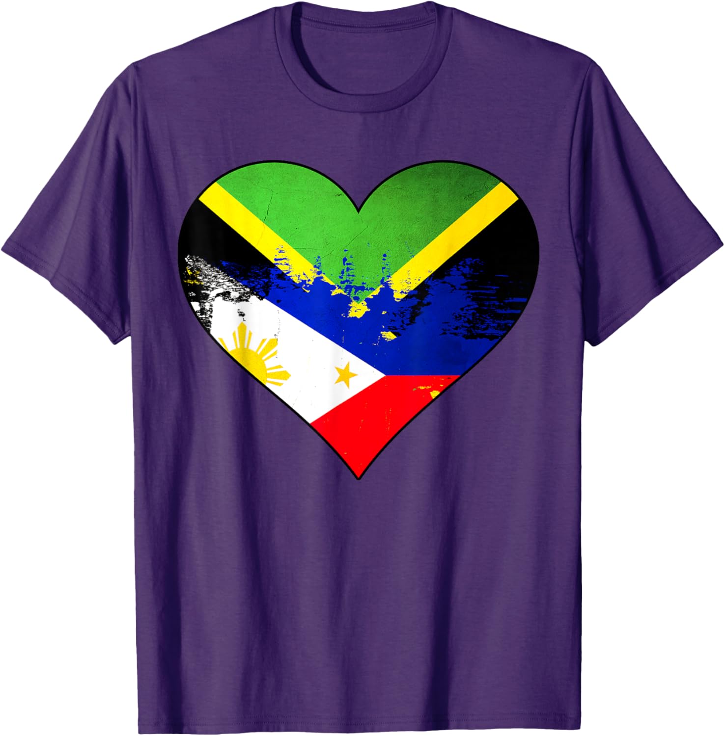 Jamaican Filipino Heritage Flag Heart T-Shirt for Proud Culture Lovers - 18